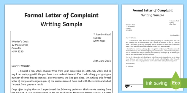 how to write a complaint letter sample