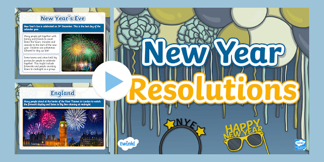 New Year Resolutions PowerPoint Twinkl KS1 - Main Image