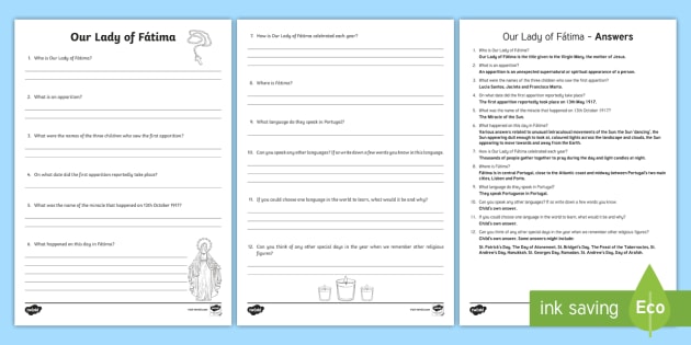 Our Lady Fatima Worksheet / Worksheet (teacher made)
