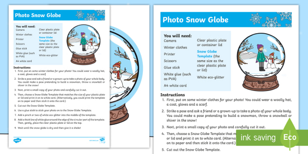 * NEW * Photo Snow Globe Craft Instructions - EYFS Winter Craft