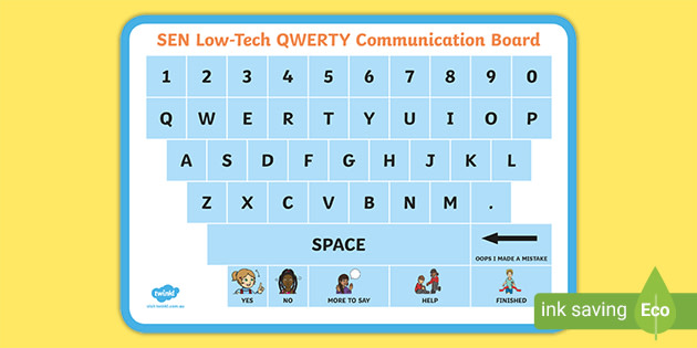 sen low tech qwerty communication board