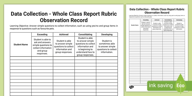 Data Collection Eylf Assessment Rubricguide To Making Judgement