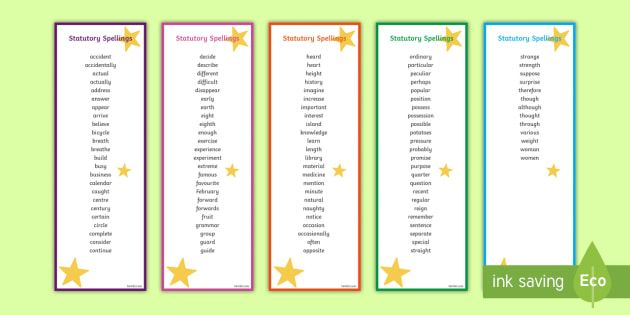 statutory-spellings-year-3-and-4-on-bookmarks-teacher-made