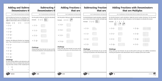 adding and subtracting fractions grades 4 6 elementary
