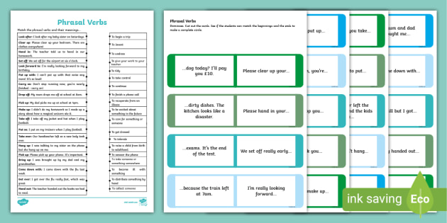 FREE Phrasal Verb Dominoes teacher Made 