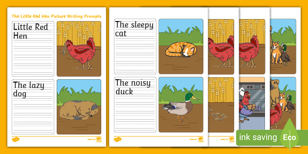 KS1 The Little Red Hen Simple Sentence Writing Prompt Pictures Activity