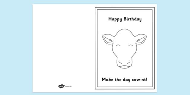 cow birthday card printable