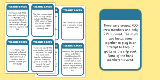 Titanic Fact Sheets For Kids