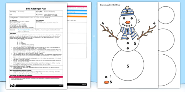 Snowman Beetle Drive EYFS Adult Input Plan and Resource Pack