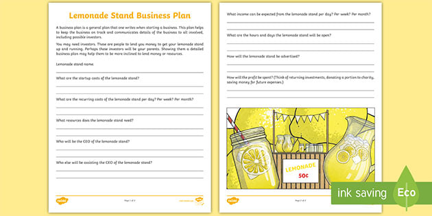 how to write a business plan for a lemonade stand