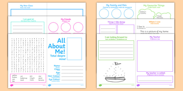 All About Me KS1 Activity Booklet Romanian Translation