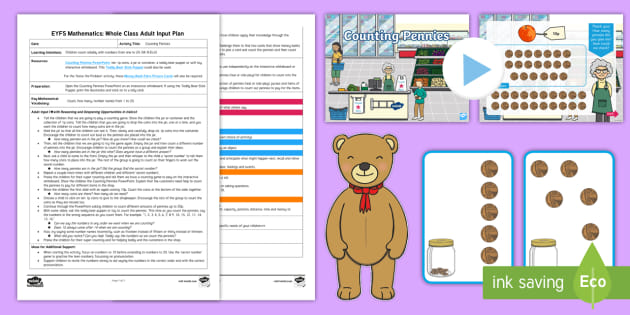 EYFS Maths: Counting Pennies Whole Class Adult Input Plan and Resource Pack