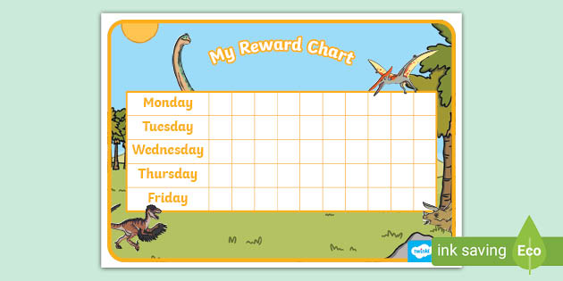 Dinosaur Personalised POTTY TRAINING reward Chart with FREE stickers & Pen 