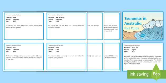 Tsunamis In Australia Fact Cards Teacher Made