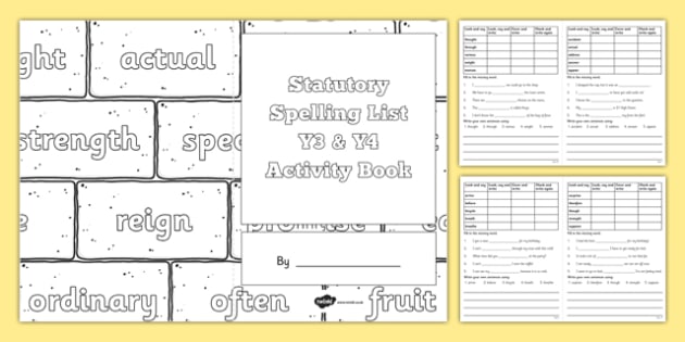 Statutory Spelling List Y3 And Y4 Activity Book