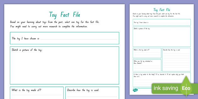 New Zealand Toys from the Past Fact File Writing Frame