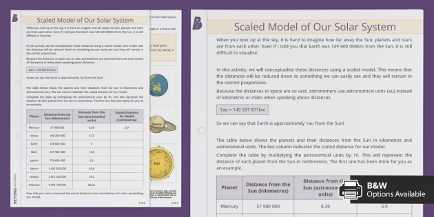 Scale Model Of Solar System Worksheet W23431 270x350