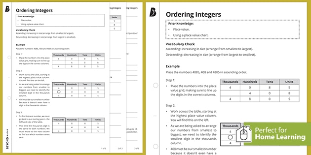 ordering integers number ks3 maths beyond