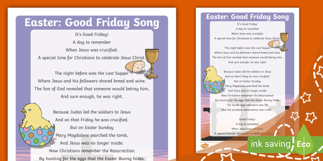 Easter Good Friday Song For Kids Lyrics Teacher Made