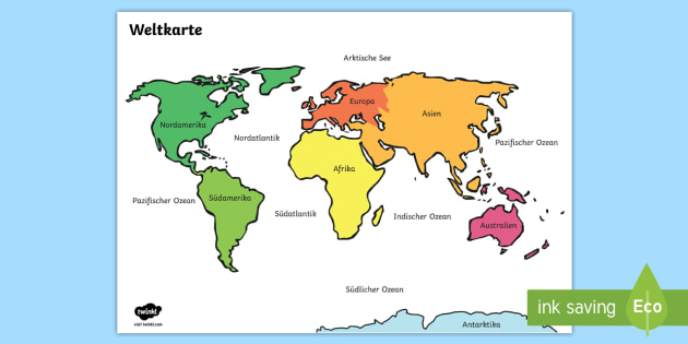 Weltkarte Beschriftet Deutsch