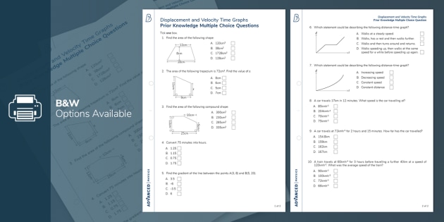 A Level Physics Displacement and Velocity Time Graphs Prior Knowledge
