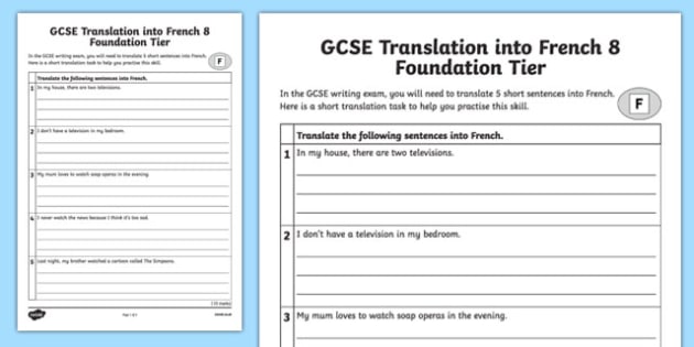 gcse french translation into french teacher made