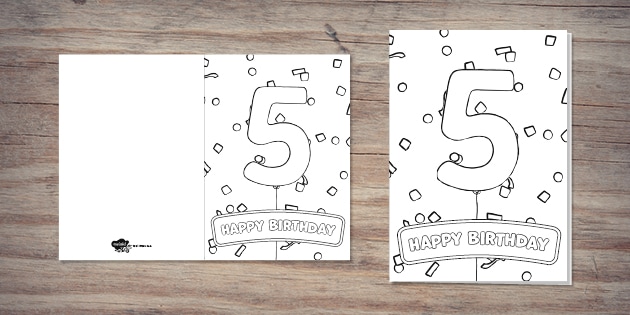 5th Birthday Balloon Colouring Card | Twinkl Party