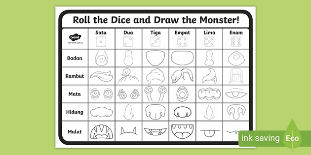 Roll a Monster Drawing Dice Game