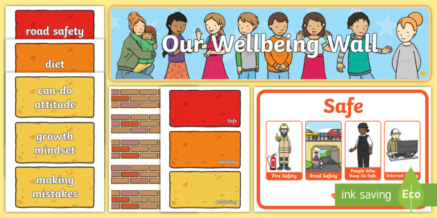 * NEW * CfE Whole School Our Wellbeing Wall Display Pack - HWB, GIRFEC