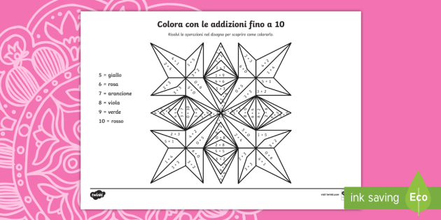 Colora I Rangoli Con Le Addizioni Fino A 10 Fogli Da Colorare