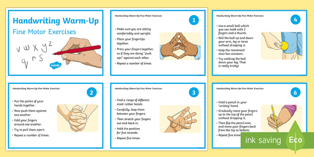 Ks2 Fine Motor Handwriting Warm Up Exercise Cards