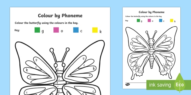 Color By Phoneme Butterfly Phase 2 G O C K Teacher Made