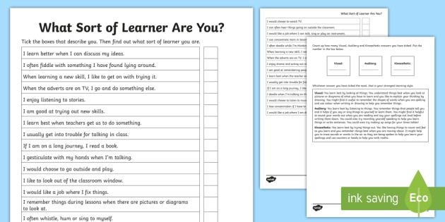 Learning Style Assessment Primary Resources