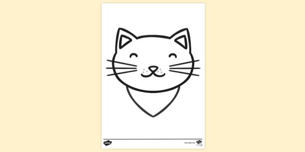 Cute Cartoon Cat Colouring Page