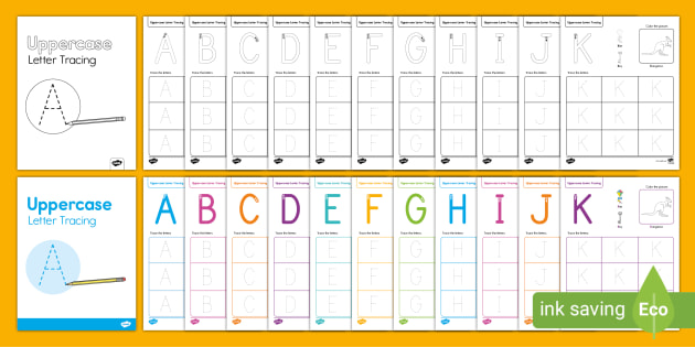 uppercase letter tracing worksheets handwriting resources