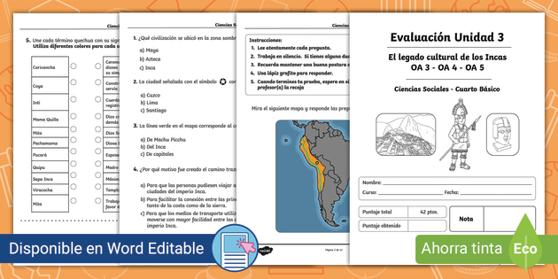 Prueba de Historia, geografía y Cs sociales worksheet