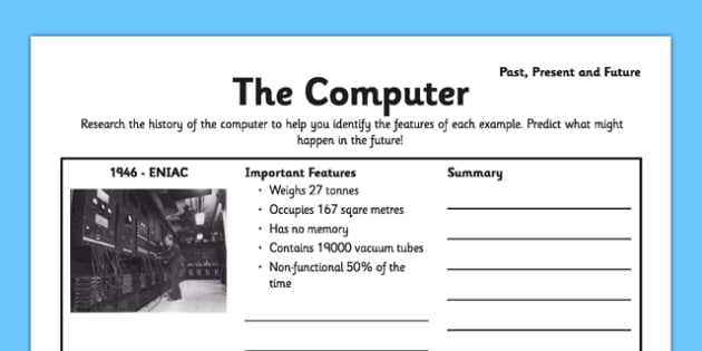 The Computer Past Present And Future Cpu Processor Eniac