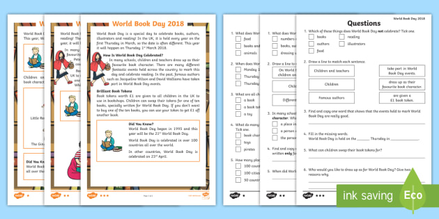 ks1 world book day differentiated reading comprehension