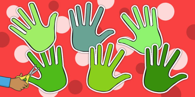 FREE Shades Of Green Handprint Cut Outs teacher Made 