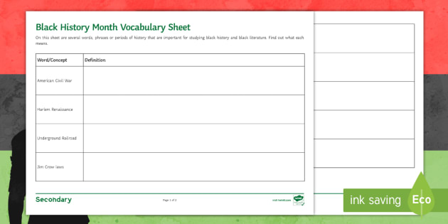 Vocabulary of the Civil Rights Movement Worksheet