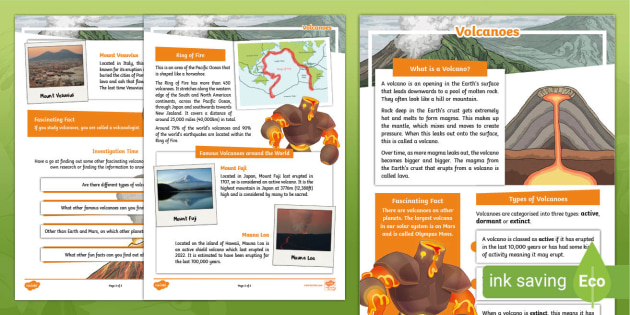 Volcanoes Fact File - Twinkl - KS2