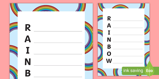 Rainbow Acrostic Poem Template - Home Learning Resources