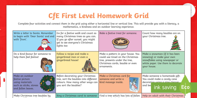 primary 1 homework grid