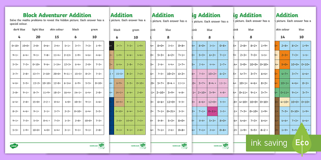 ks block adventurer addition mosaic worksheet worksheets minecraft ks block adventurer addition mosaic worksheet worksheets minecraft block adventurer key stage