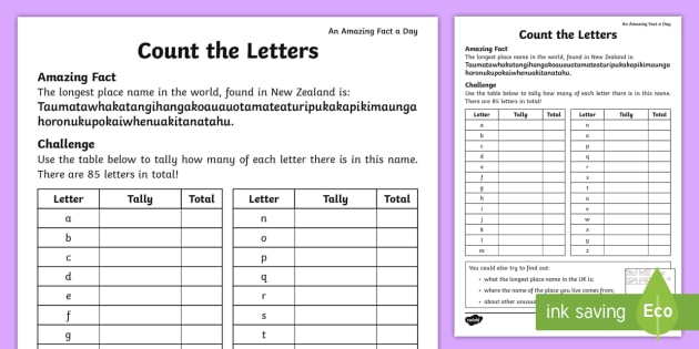 Count the Letters Worksheet / Worksheet (teacher made)