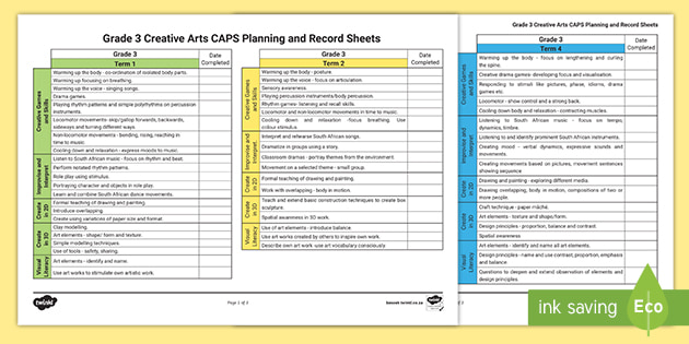 Creative Arts Caps Document Pdf Content Planner Grade 3