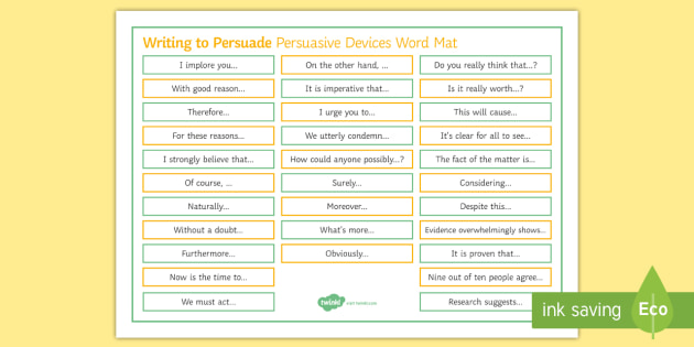 persuasive writing word mat year 3