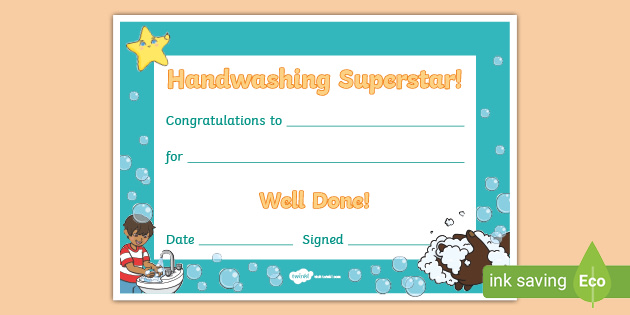 FREE Handwashing Certificate (Teacher Made)