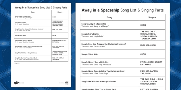 Away In A Spaceship Song List Teacher Made Listening materials for english learners. away in a spaceship song list teacher
