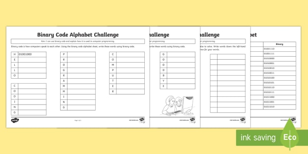 Binary Code Challenge Worksheet Worksheets Cfe Digital Learning Week